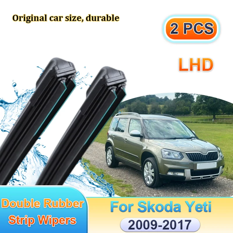 

Car Wiper LHD For Skoda Yeti 2009-2017 2016 Windscreen Front Double Rubber Strip Wipers Blades Window Brushes Auto Accessories