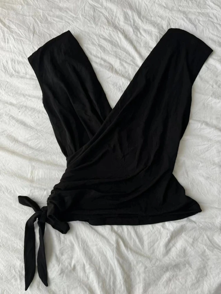 

Женский летний винтажный однотонный топ 202, Y2k, эстетичный топ без рукавов в стиле гранж, Harajuku, бандажный жилет на шнурке, облегающий жилет