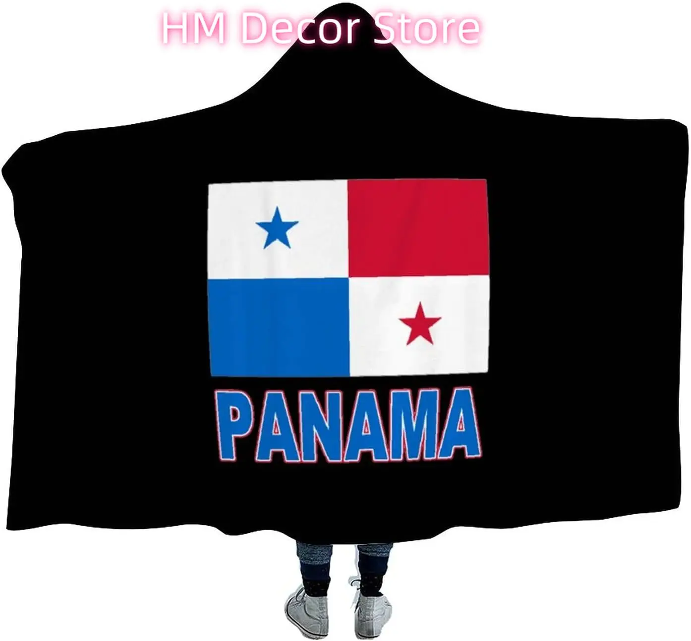 Pride of Panama - Panamanian Flag Wearable Hooded Blanket Soft Cloak for Watch Tv Sofa Bed Napping 40