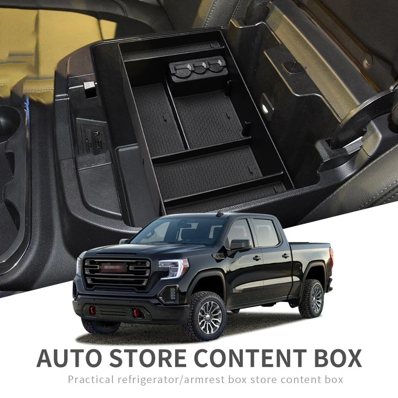 

Central Armrest Storage Box For GMC Sierra Chevy Silverado 2019 - 2023 Center Console Storage Organizer Tray Car Accessories