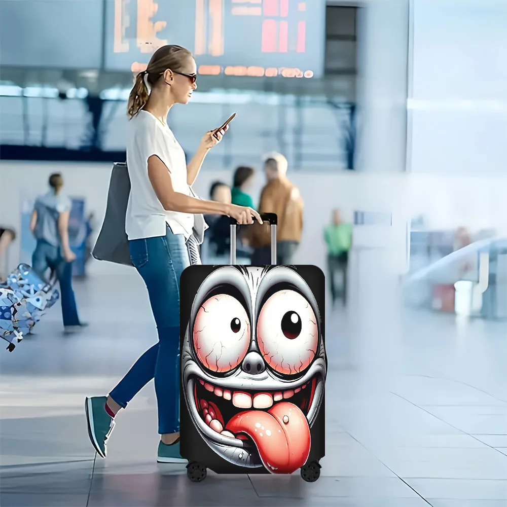 1pc Funny Grimace-Print Luggage Cover. Fits 18–32-inch suitcases; effectively protects your luggage