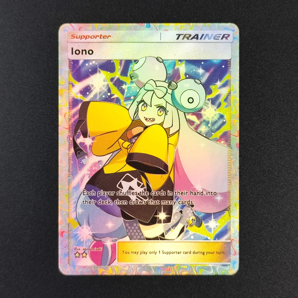 Carte da collezione inglesi tascabili Acerola Red Giovanni Iono Guzma Dawn Cynthia Self Made Single Card Gioco classico Carte Anime Regalo