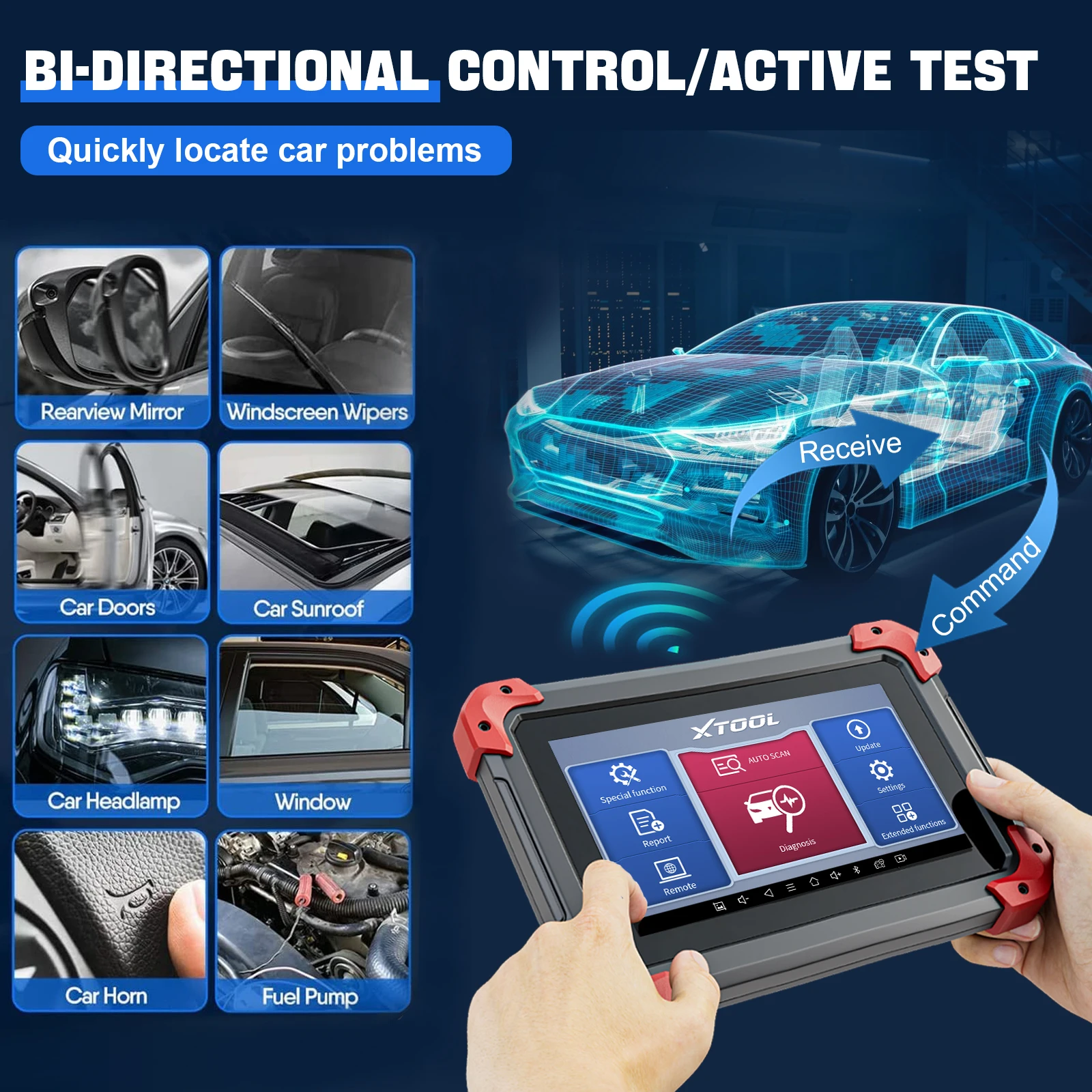 XTOOL D7 OBD2 Car Diagnostic Tools Bi-directional Automotive Scanner 3-Year Free Update Built-in CAN FD Ecu Coding 36+ Services