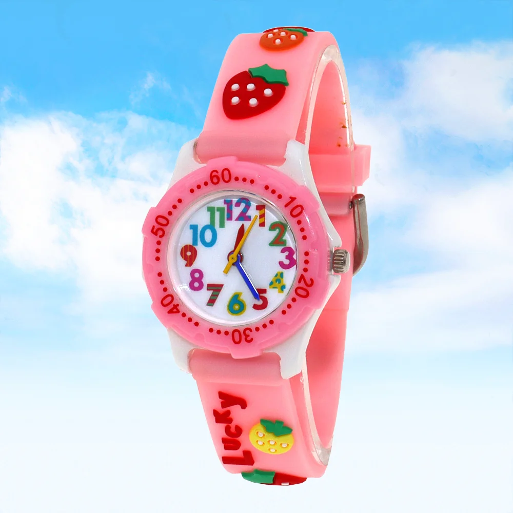 

Strawberry Silicone Strap Quartz Watch for Boys & Girls - Colorful Digital Kids Wristwatch Cool Student Timepiece