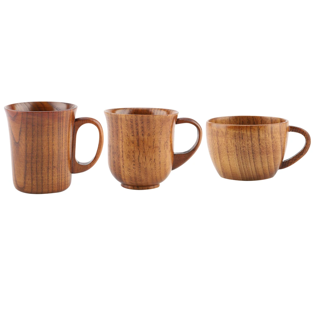 

Wooden Teacup Mug, Portable Natural Wood Cup with Handle Wooden Teacup Coffee Beer Juice Drinking Mug Gift