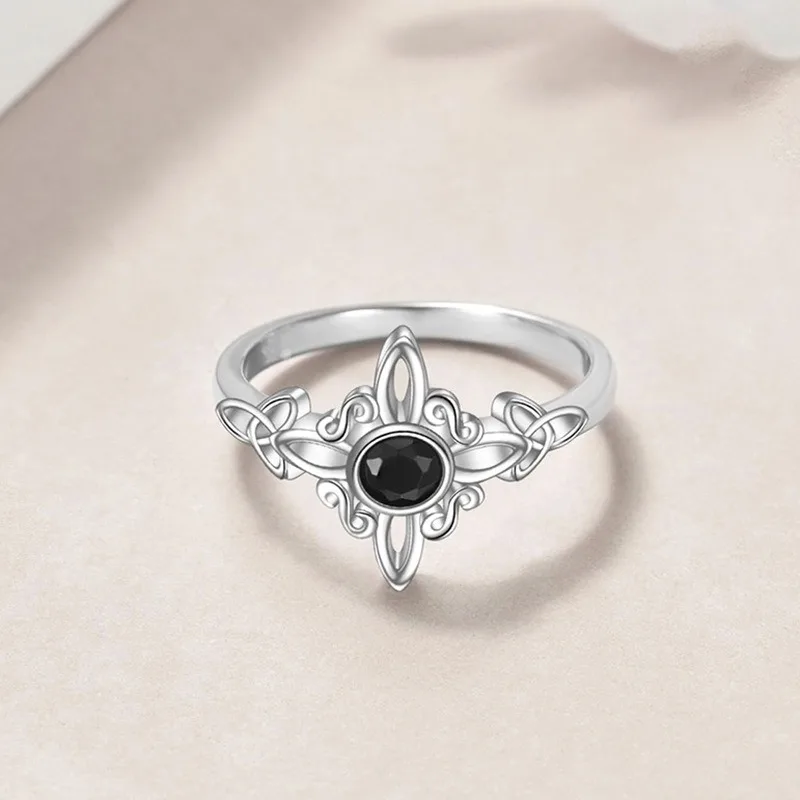 Witch Magic Knot Ring Fashion Celtic Knot Black Zircon finger Girl Coldness Style Cute Style Accessories