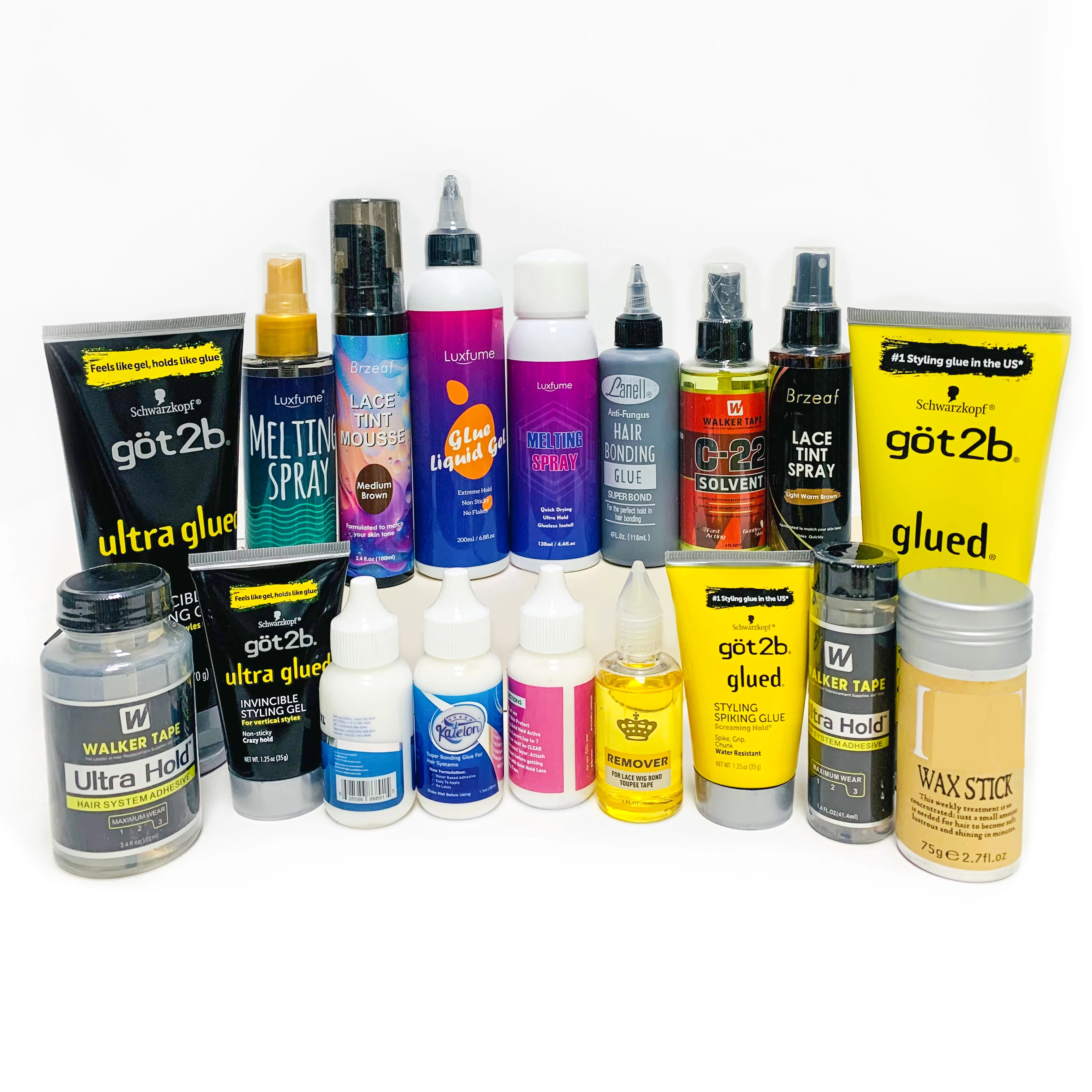 

Wig Installation Kit Set Adhesive Bold Glue Remover Wax Stick Walker Tape Ultra Hold Glue Got 2b Glue Spray for hair extension