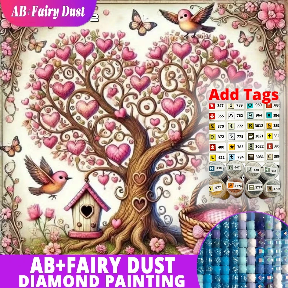 

Набор для алмазной вышивки AB Fairy Dust DMC: Картина «Дерево, Сердце, Пейзаж» со стразами, мозаика, абстрактный дизайн. Новинка!