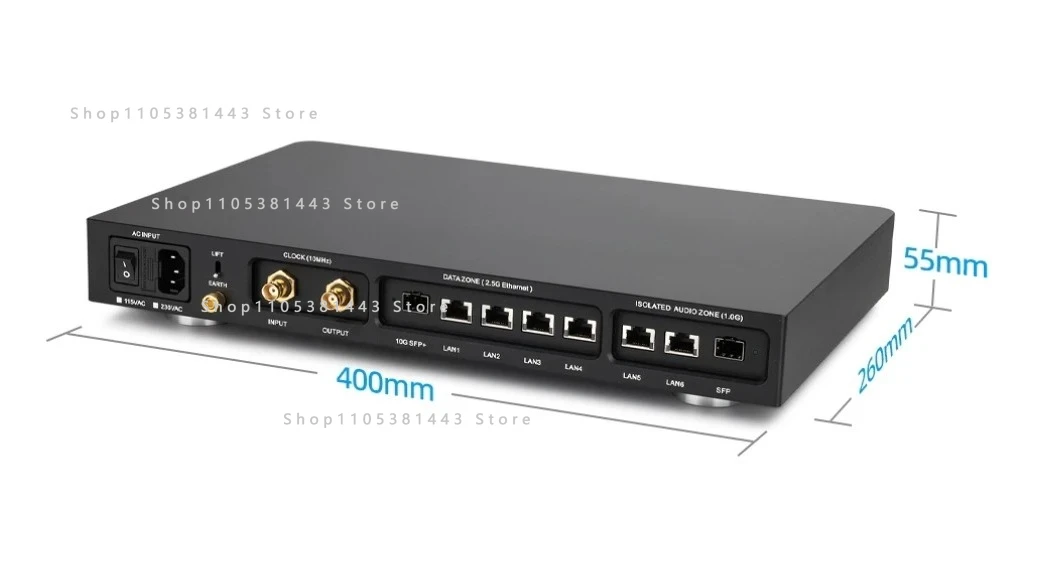 

10Gbps,2.5Gbps,1000Mbps.SC Cut OCXO AS8 Pro Audio HIFI Switch Silver Black 2.5G 10G Optical Isolation OCXO Clock