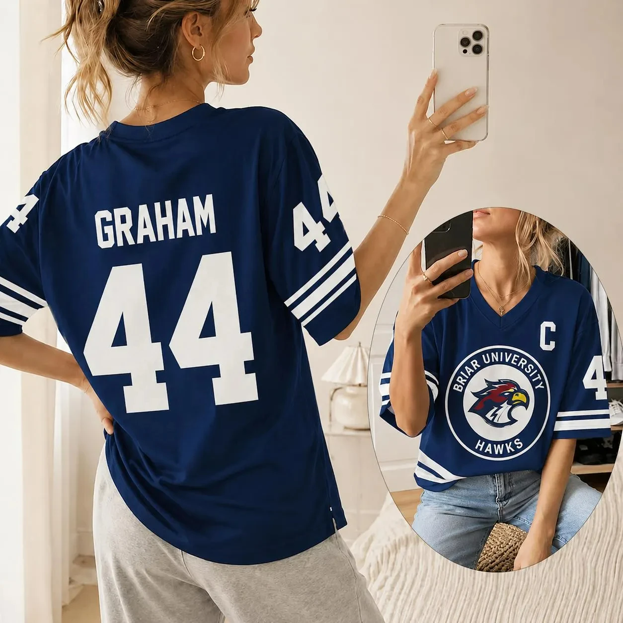 Off Campus Garrett Graham No.44 ice hockey jersey Tucker 46 T-shirt Summer Sports Men's T-Shirt Kid's Clothing Tee Woman ﻿
