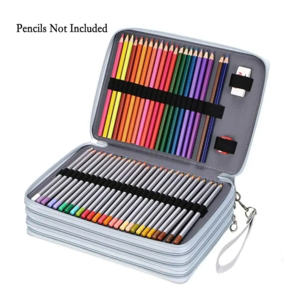 200 ثقوب أقلام الرصاص الملونة حقيبة التخزين 5 طبقة القرطاسية سعة كبيرة حامل حافظة مقاوم للماء بولي Leather حافظة أقلام طالب