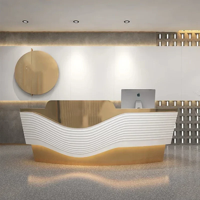 Reception Desk Modern Spa Counter Coffee Reception Desk Vanity Escritorios De Ordenador Office Furniture WJ15XP