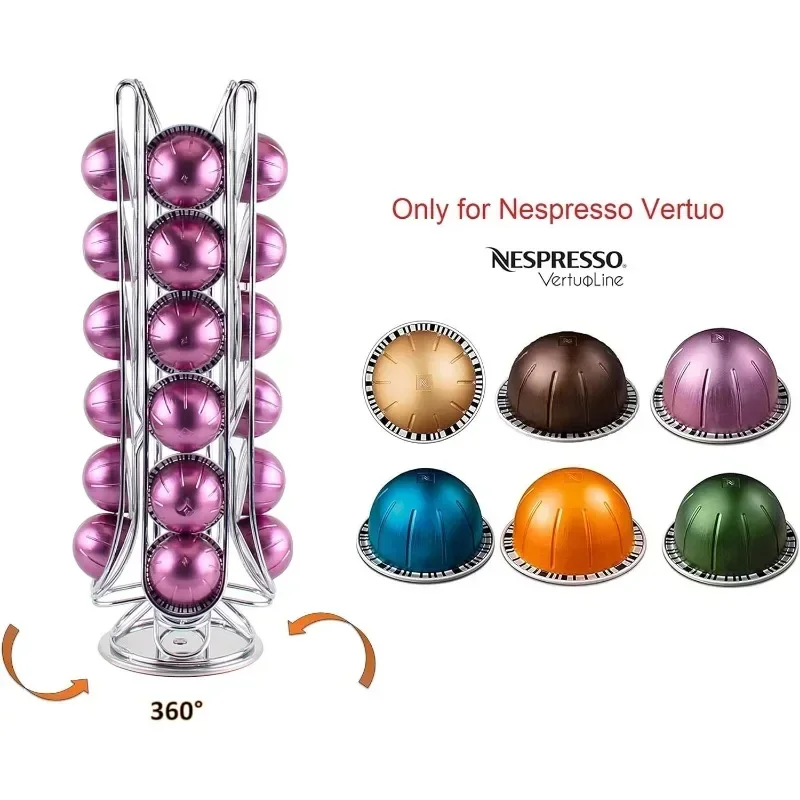 Nespresso Coffee Capsules Holder Rotating Design Coffee Capsule Holder 24pcs Silvery Coffee Pod Storage Rack Home Kitchen Use