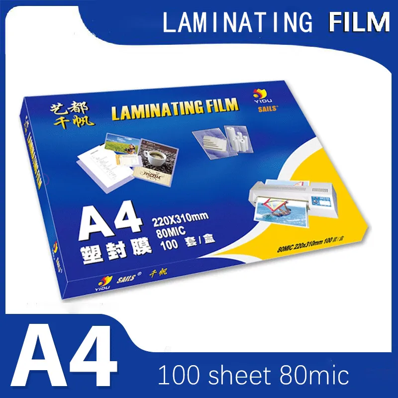 100pcs 80 Mic A4 Thermal Laminating Film Pet Eva Plastic Film For Hot Laminator Photo/files/card/picture Office Supplies