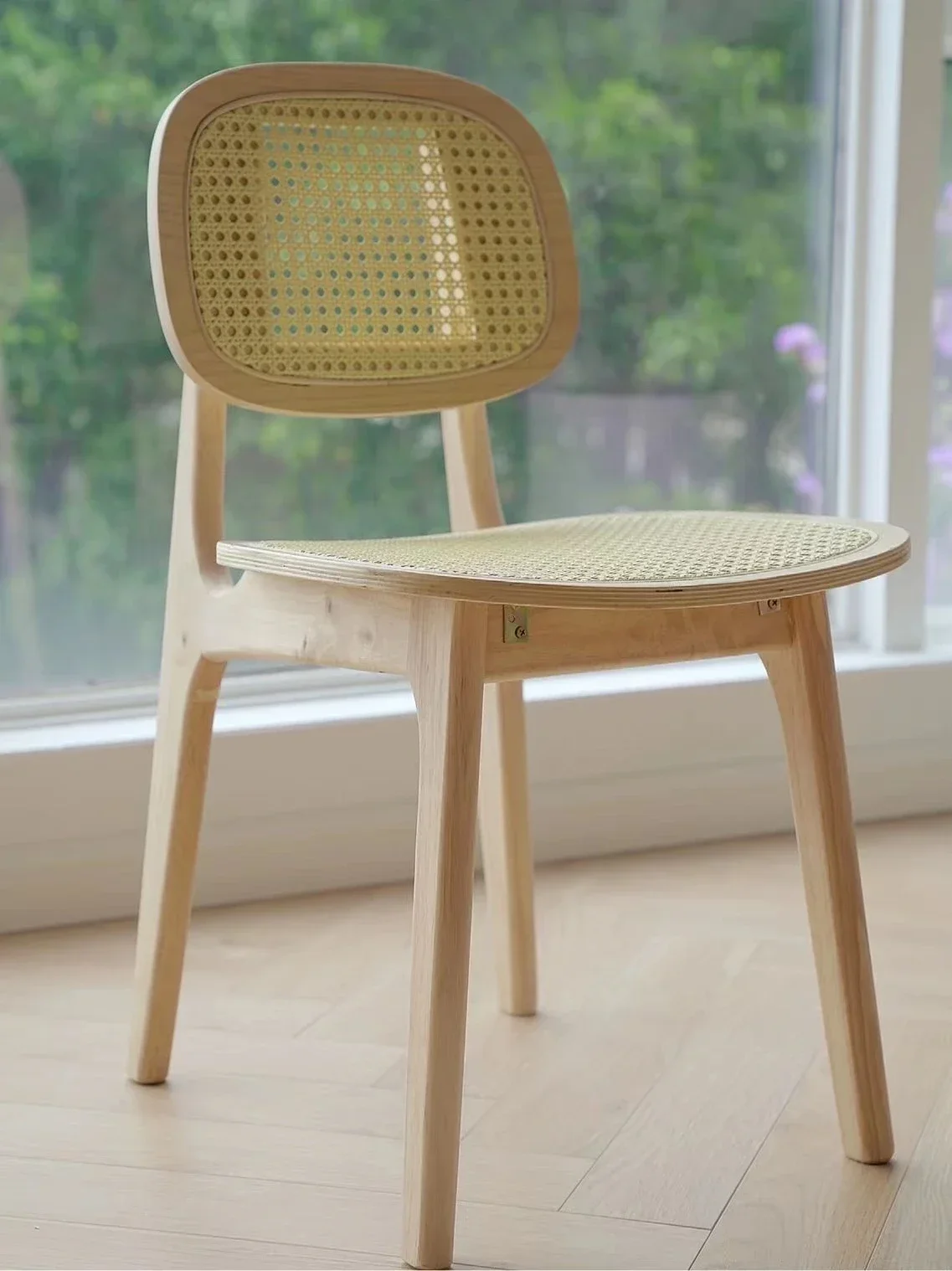 Rattan Massivholz Rückenlehne Esszimmers tuhl Nordic Home Französisch Log Farbe Stuhl Wabi-Sabi Wind gebrauchte Gast familie Fre