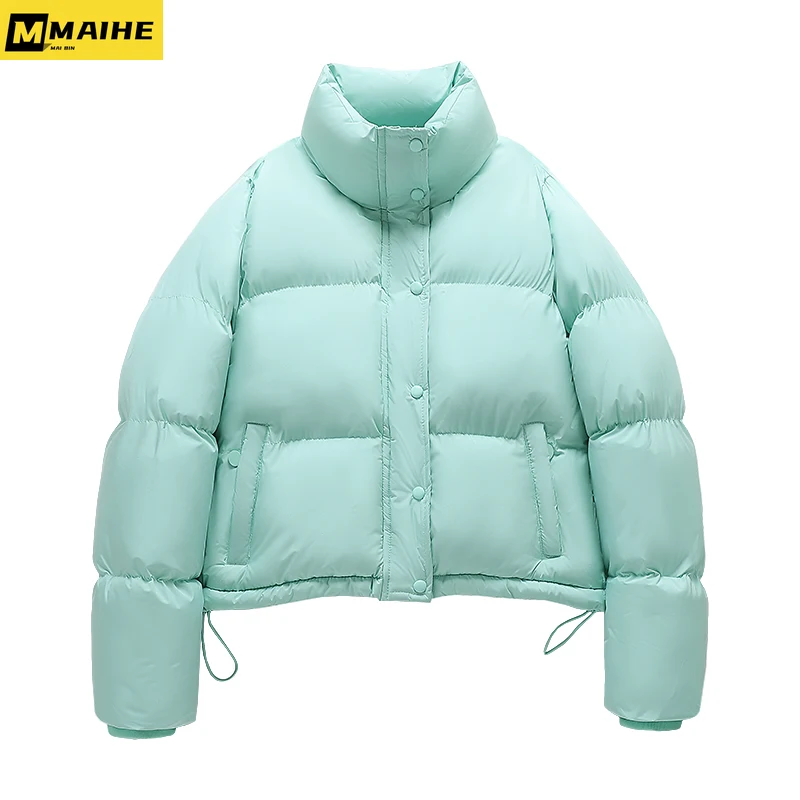 Chaqueta corta de algodón para hombre y niña, abrigo de esquí cálido a prueba de viento, parka gruesa estilo Kpop Harajuku, de lujo, a la moda, novedad de invierno, 2023