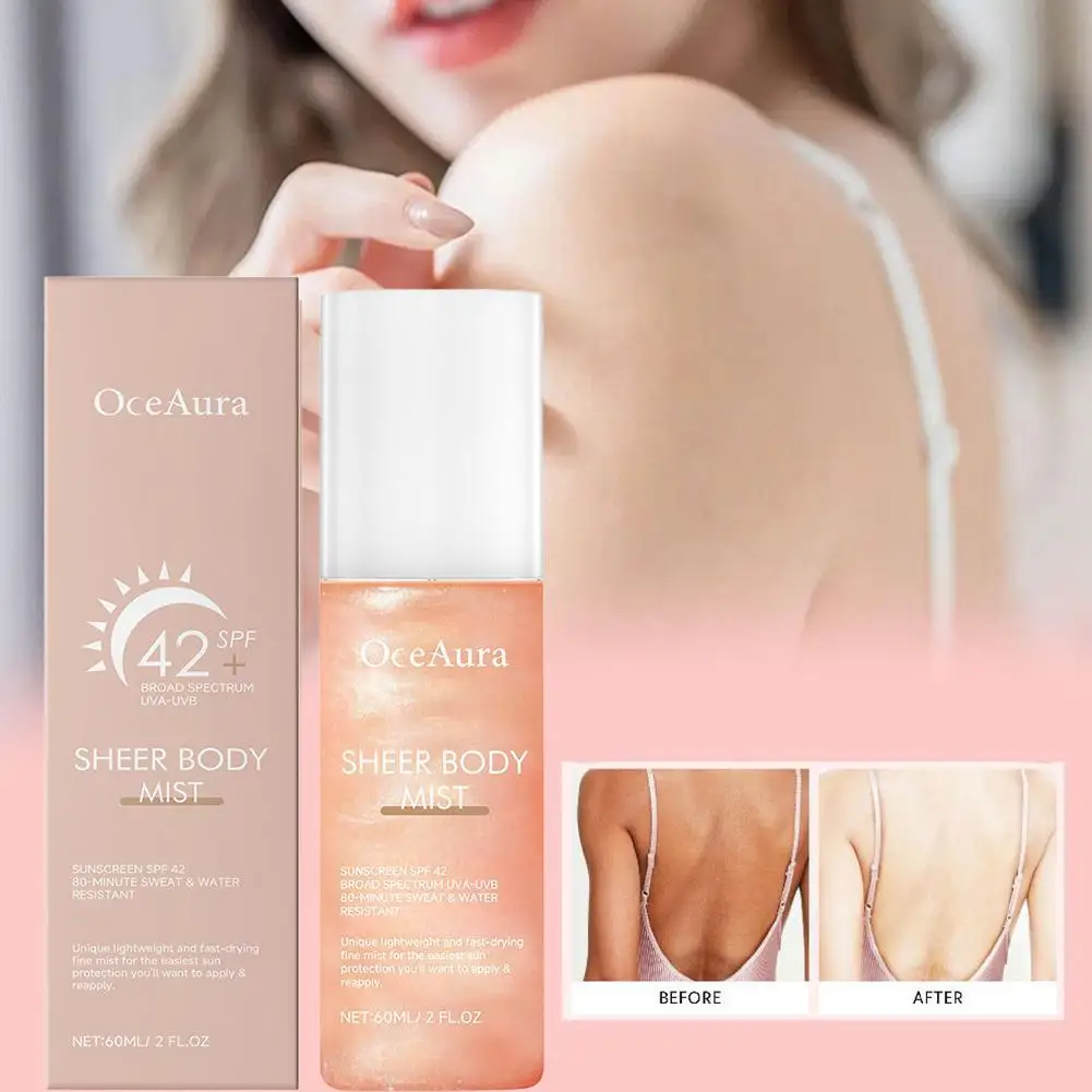 

60ml Sunscreen Body Spray Facial Sunscreen SPF 42 Sun Block Isolation Mist UV Protector Brightening Moisturizer For Women