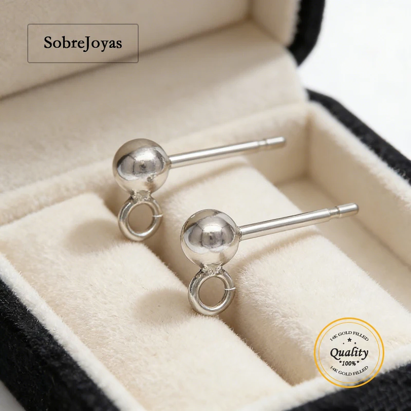 

Ball Earrings 925 Sterling Silver Stud Earrings w/Ring 3/5MM Silver Jewelry Silver Earrings Brincos Boho Earrings
