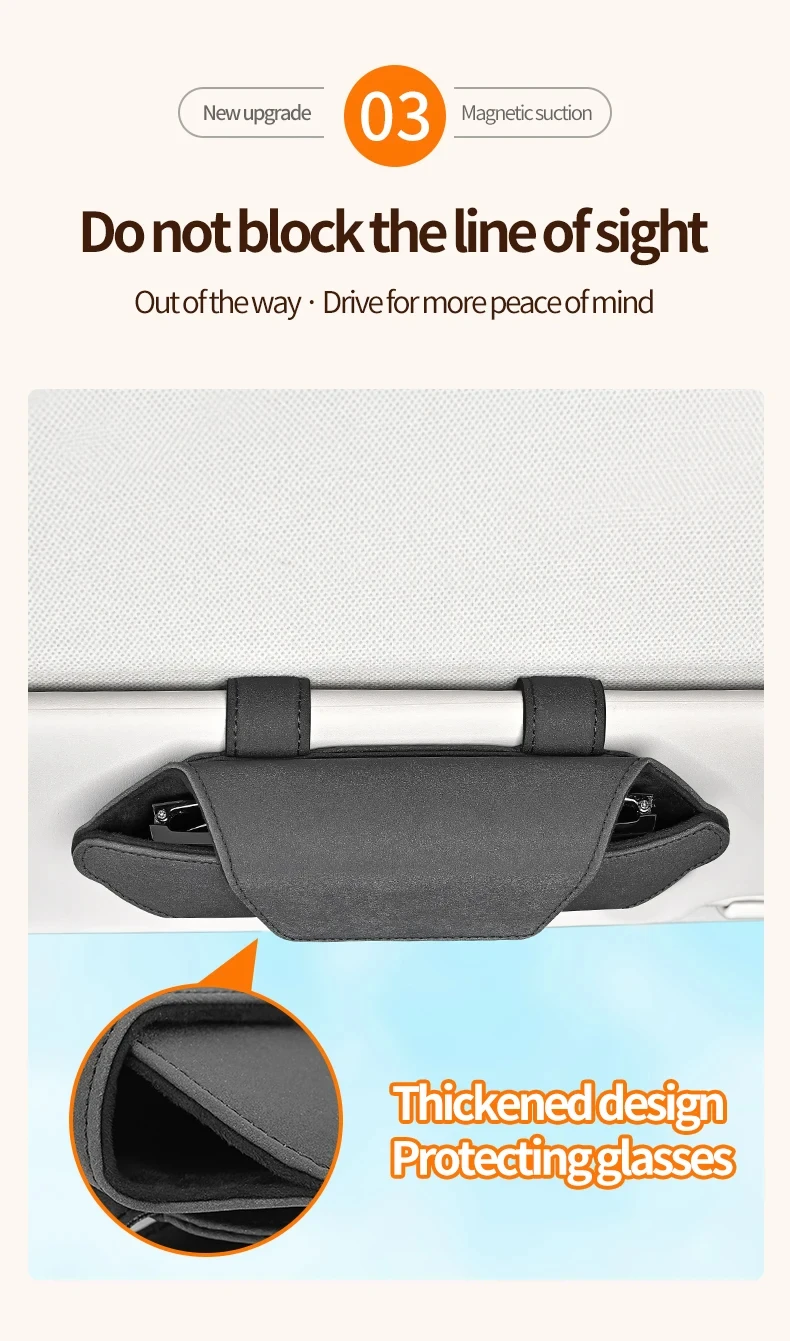 Magnetische Saugnapf-Brillenhalterung für Auto-Sonnenblende Hochwertige Sonnenbrillenbox Auto-Innenausstattung Zubehör – Detail 11
