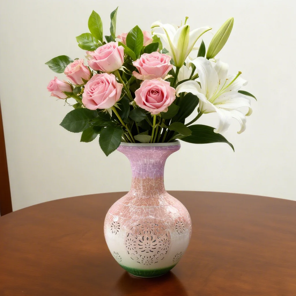 

3D LED Light Puzzle Flower Vase Porcelain Design Home Decoration Diy Assembly Montessori Educational Toys Gift for Adults Kids