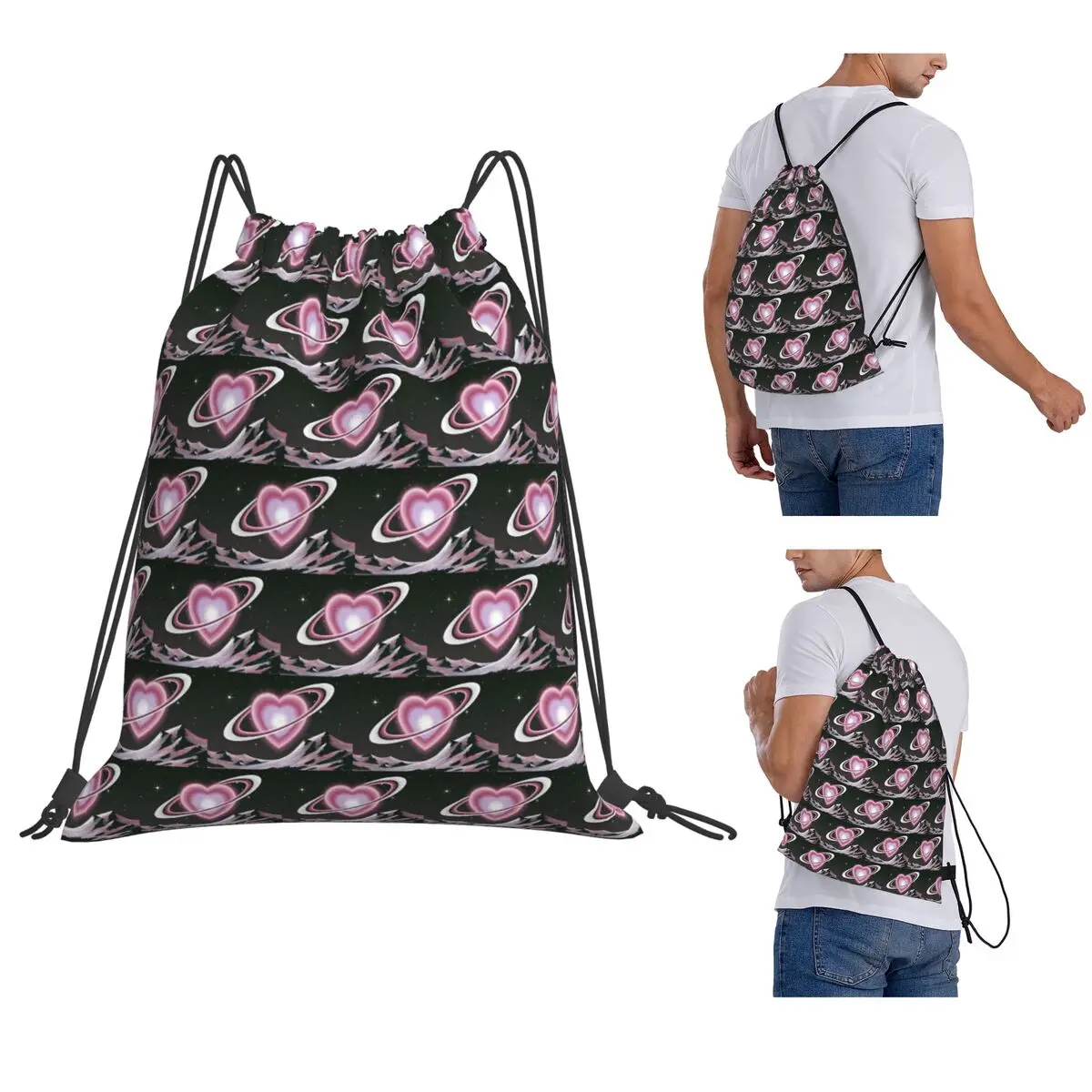 

Planet Of Love Backpacks Casual Drawstring Bundle Pocket Sports Bag Book Bags for Travel School