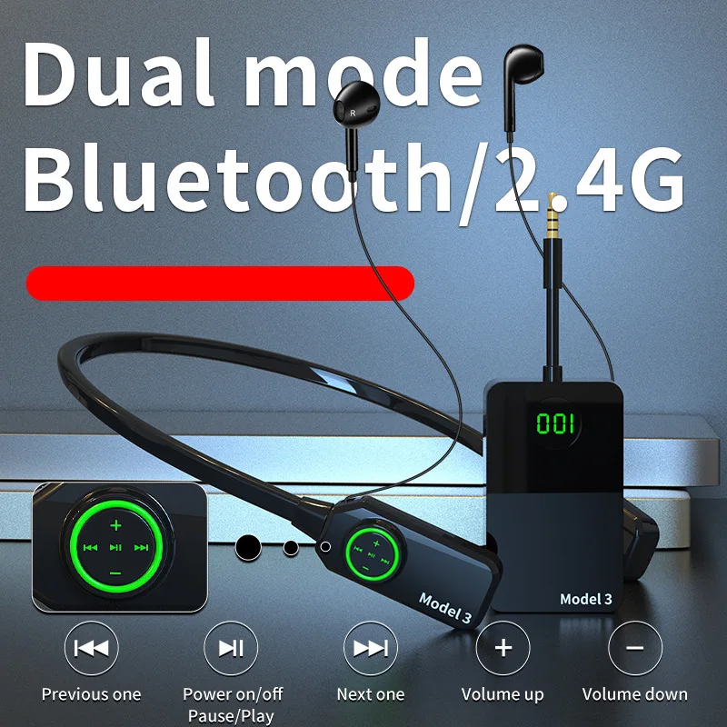 Luxmoc Wireless Bluetooth Live Headphones Monitoring Headset 3.5mm Wireless Transmitter Dual Mode 2.4G Live Steaming Earphones