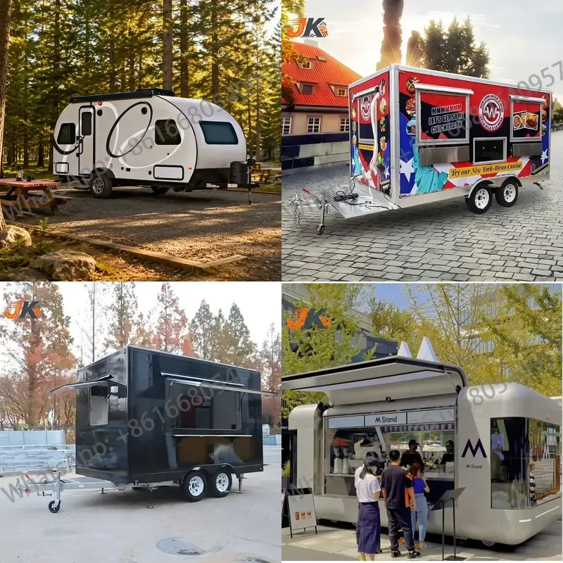 Stainless Steel Fast Food Trailer Vintage Classic Style Rust Resistant 1 Year Warranty-Snack Food Hotdog Kitchen for Outdoor