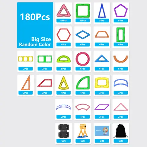 Big Size Magnetic Designer Magnet Building Blocks Accessories Educational Constructor Toys For Children Kids Game Girls Set Gift