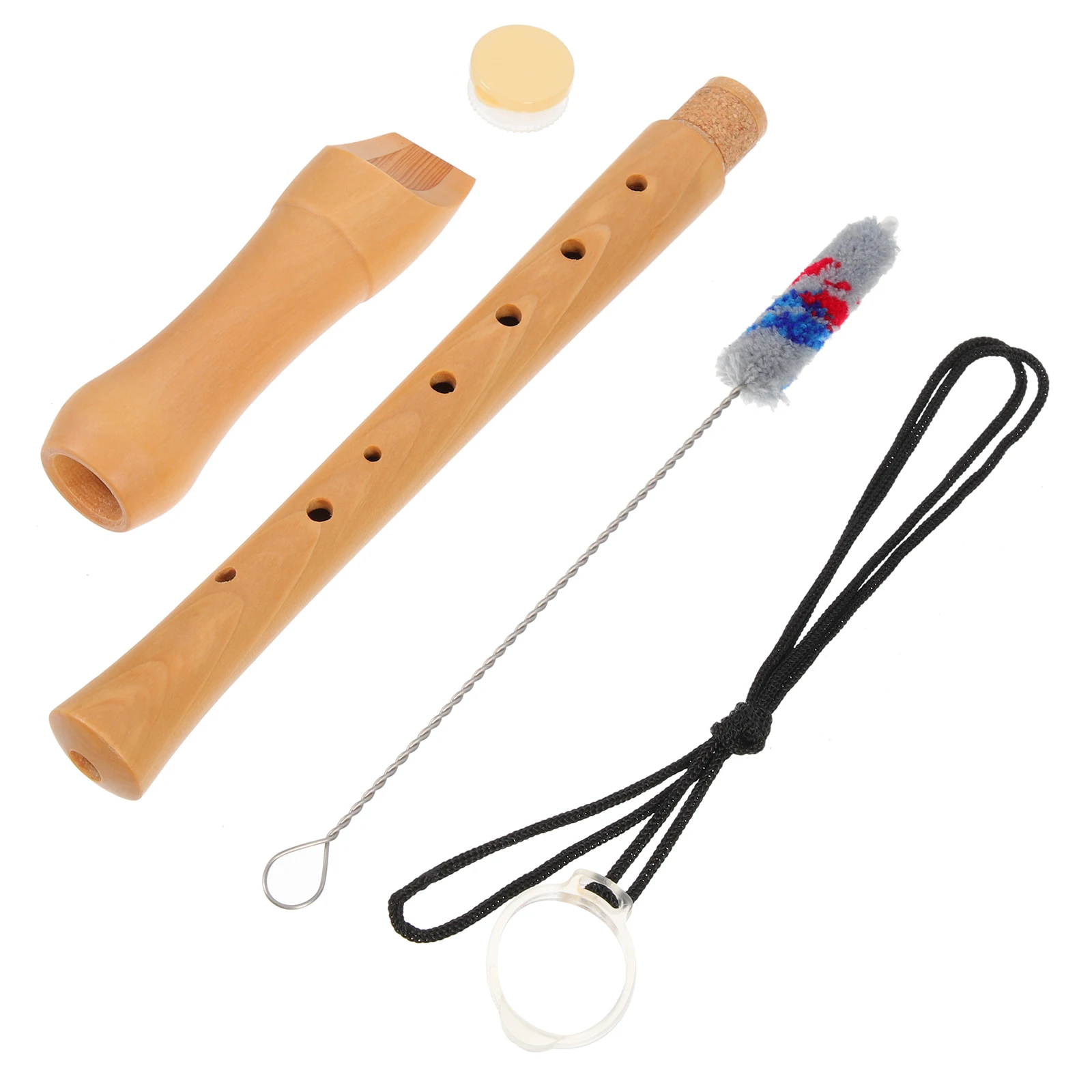 

1 Set German Style 8-Hole High Pitch Recorder Natural Wood Color Smooth Surface Detachable Two-Section Kids Beginner
