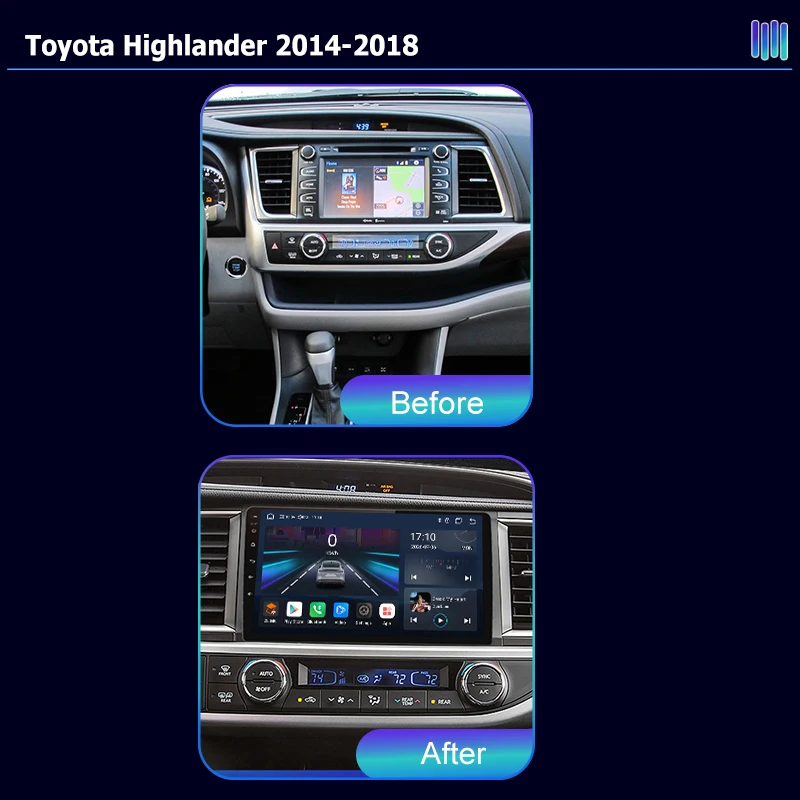 AI VOICE roadivox Android car radio for Toyota Highlander 2014 2018 stereo GPS Navigation video Multimedia Player tape recorder