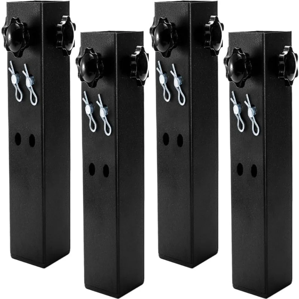 

4 Pcs Table Leg Extenders for Folding Tables, Adjustable Metal Square Straight and Bent Legs Risers, 2 Levels/Heights Tab