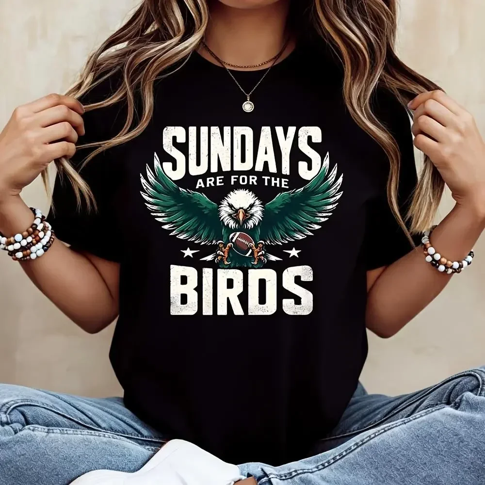 Sundays Are For The Birds Eagle Holding Football Graphic, T-Shirt, American Football Game Day Fan Apparel, Casual Weekend Wear