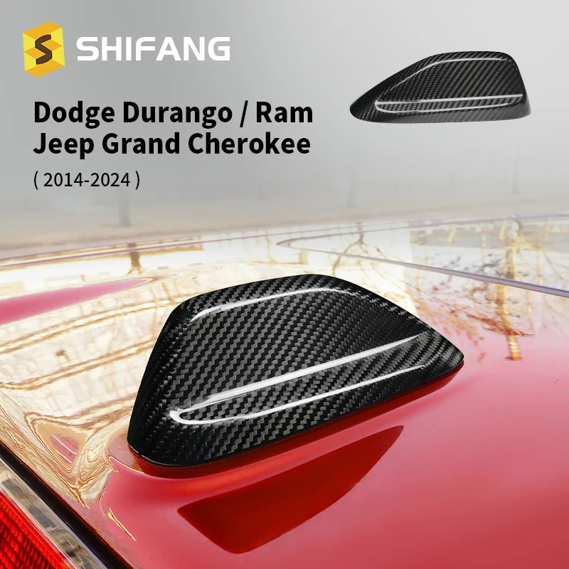 

Real Hard Dry Carbon Fiber Antenna Cover Trim Sticker For Dodge Durango Ram Jeep Grand Cherokee 2014-2024 2018 2019 2021 durable