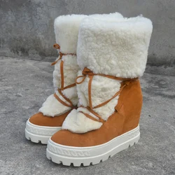 YUEJABON stivali da donna scarpe invernali impermeabili stivali da neve femminili piattaforma tenere in caldo stivaletti con tacchi di pelliccia spessi Botas Mujer