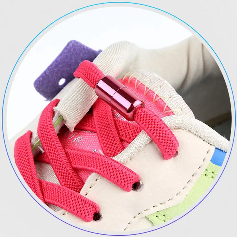 2Pcs/1Set Metal Capsule lock Accessories Elastic Shoelaces for Sneakers No Tie Shoelace Lazy Shoe lace Buckle DIY Kit Decoration image 5