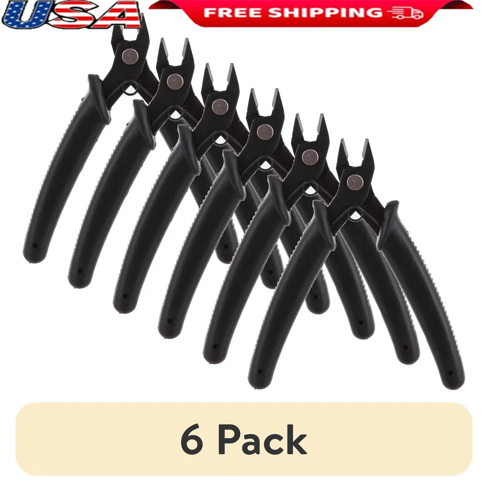 

6 Pack 5 Inch Flush Cutter Rust Resistant Spring Loaded Handle Vinyl Grips Durable Carbon Steel Angled Jaw Precision Cutting