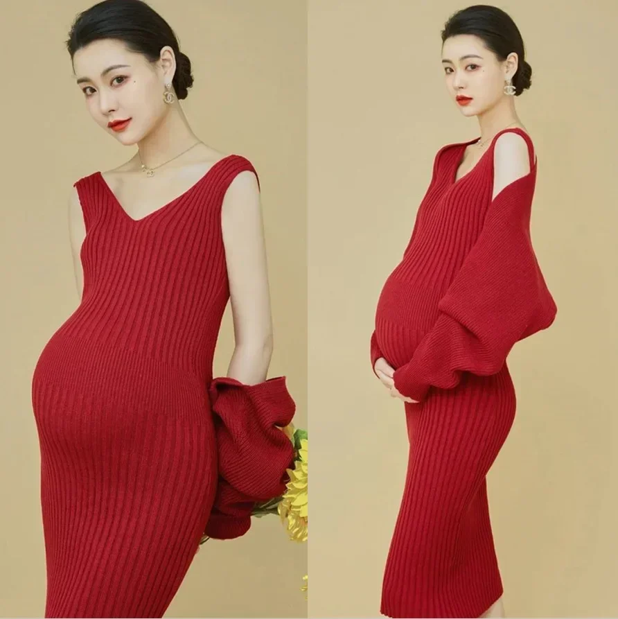 

2023 New Maternity Theme Photography Photos Clothing Fashion Dress Pregnant Women Dresses Robe Pregnancy Photo Long Dress