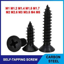 M1 M2 M3 M4 M5 Black Phillips Self Tapping Screw Cross Conuntersunk Flat Head Carbon Steel Electronic Drywall Screws Woodworking