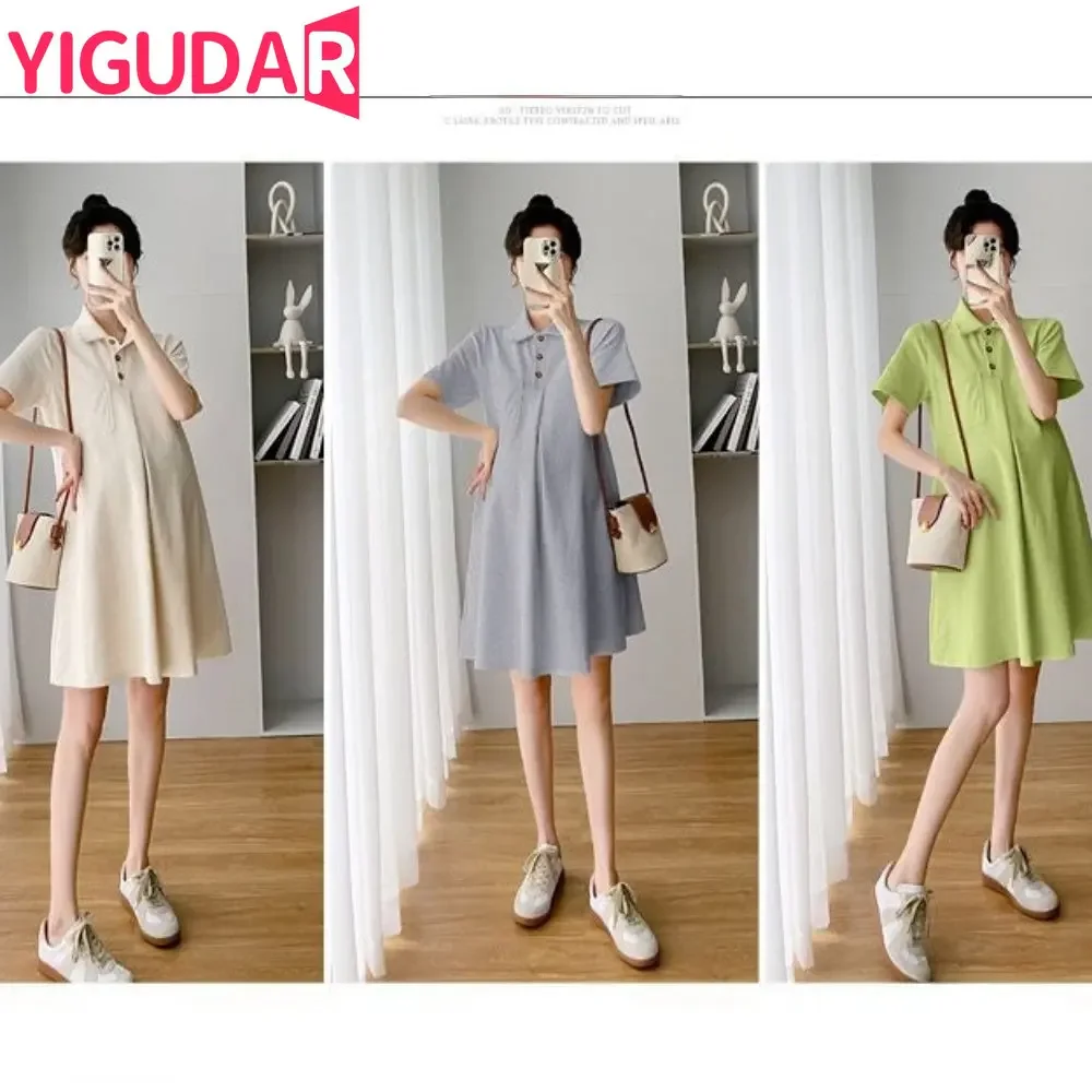 

Fashion Commuter Female Striped Turn-down Collar Button Shirt Dresses Summer Women's Clothing Casual Shirring Short Sleeve Dress