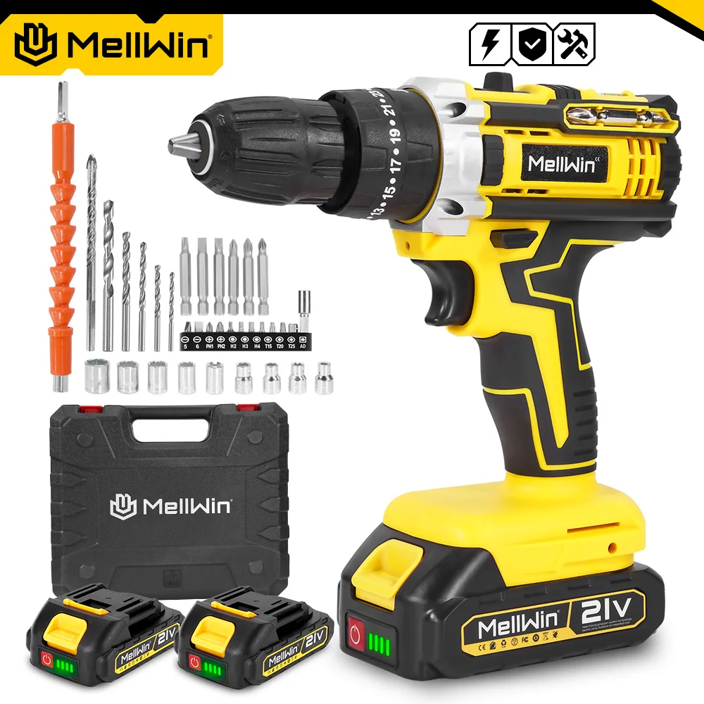 MELLWIN 25 + 3 Drehmoment Akku-Elektro-Schlagbohrschrauber-Set, Mehrzweck-Elektroschrauber-Werkzeug-Sets für Makita 18 V Akku-Pin