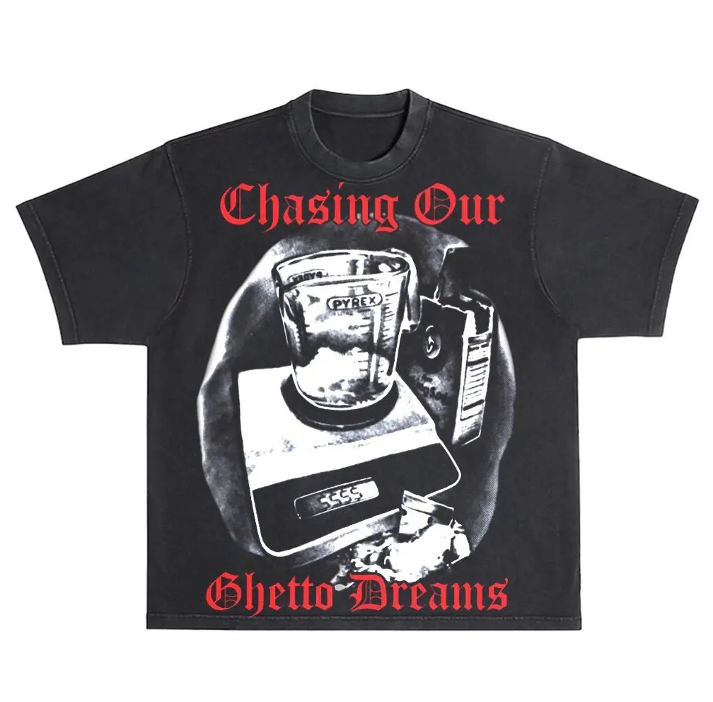 

Vintage chasing our slum dreams print graphic t shirts harajuku oversized gothic streetwear graphic y2k tops goth men clothes