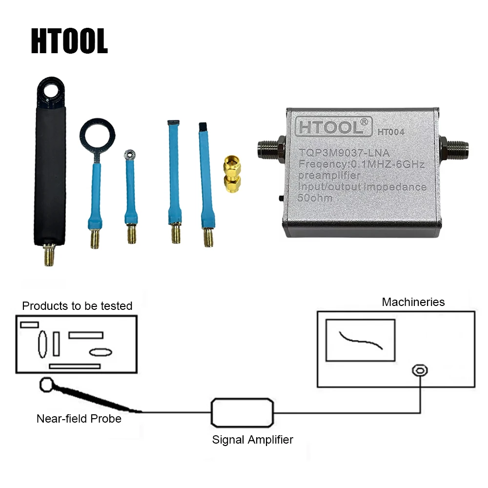 HTOOL HT03 EMI Test Near Field Probe 9KHz-3GHz & Low Noise Amplifier 100K-6GHz for Locating Interference Sources, Radiation Test