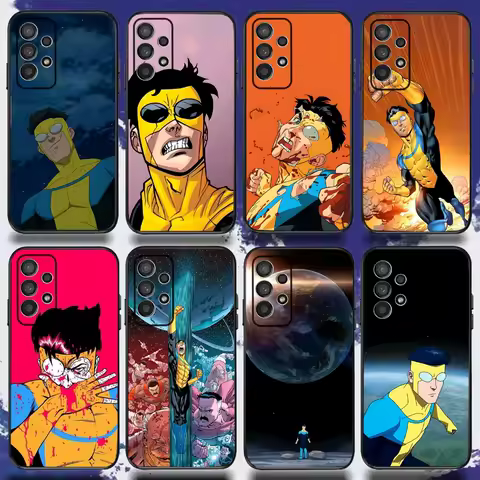 I-Invincible-Cartoon Phone Case For Samsung S24,S21,S22,S23,S30,Ultra,S20,Plus,Fe,Lite,Note,10,9,5G Black Soft Cover