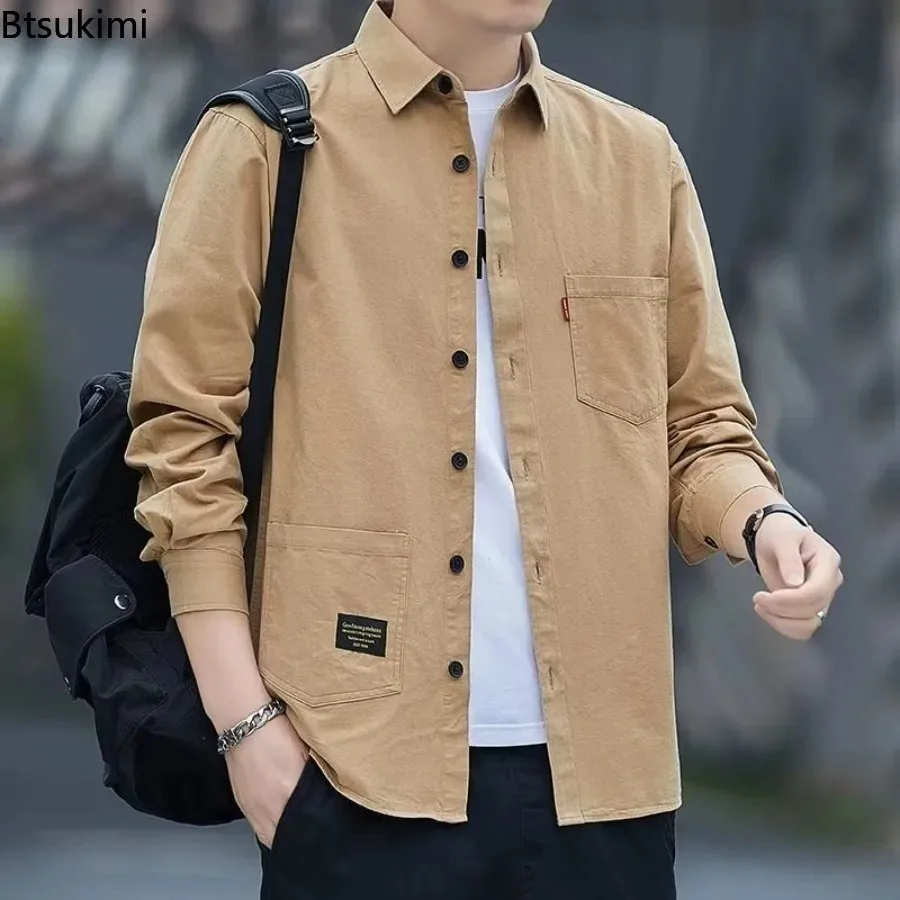2026 New Loose-fit Casual Long Sleeve Shirts for Men Spring Autumn Fashion Workwear Jacket Men's Comfortable Non-iron Shirt Tops