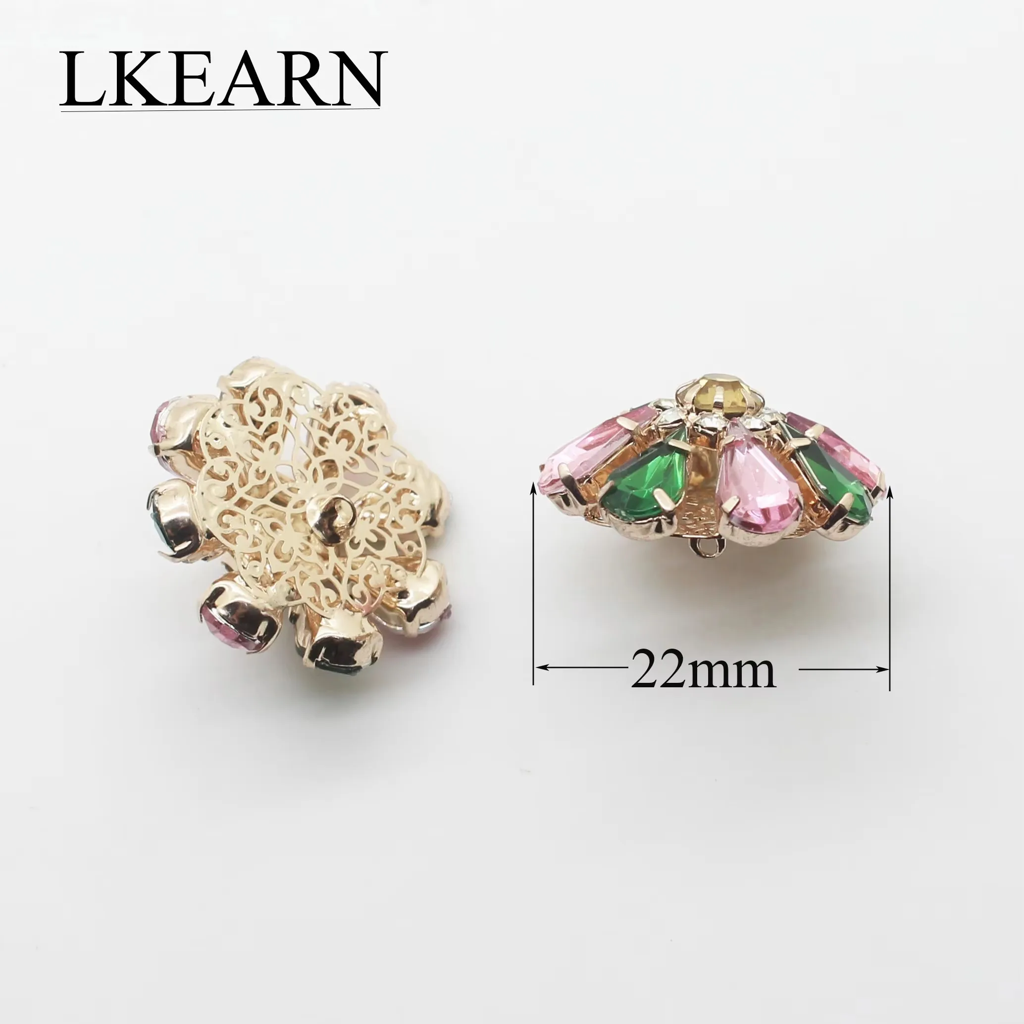 Fashion 5Pcs/lot 26mm Mushroom Acrylic Rhinestone Buttons Green/Pink Crystal Diy Wedding Decoration Sewing Clothing Button