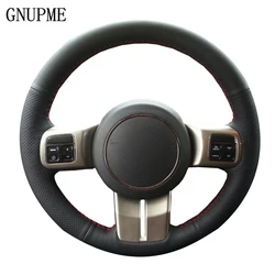 Black Artificial Leather Hand-stitched Car Steering Wheel Cover Cover for Jeep Compass Grand Cherokee Wrangler Patriot 2012-2014