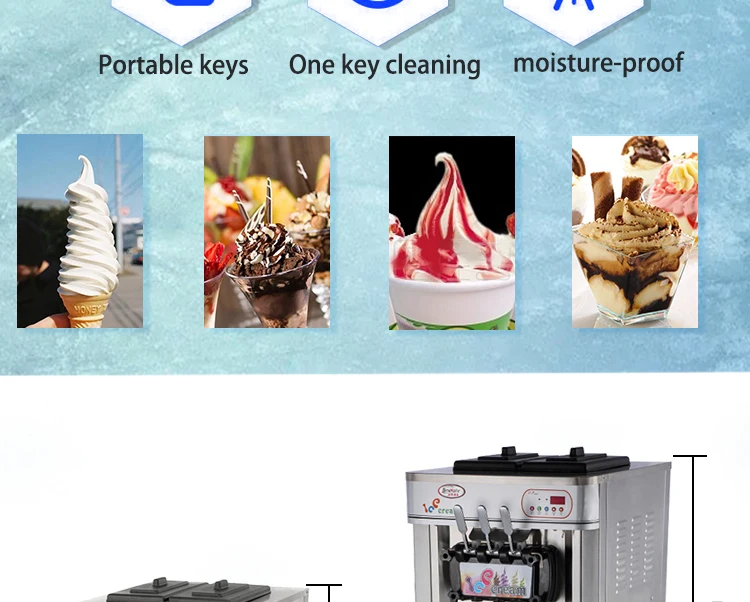 Ice Cream Machine 18L/H Economic Tabletop Stainless Steel Commercial Automatic Soft Serve Ice Cream Maker Machine