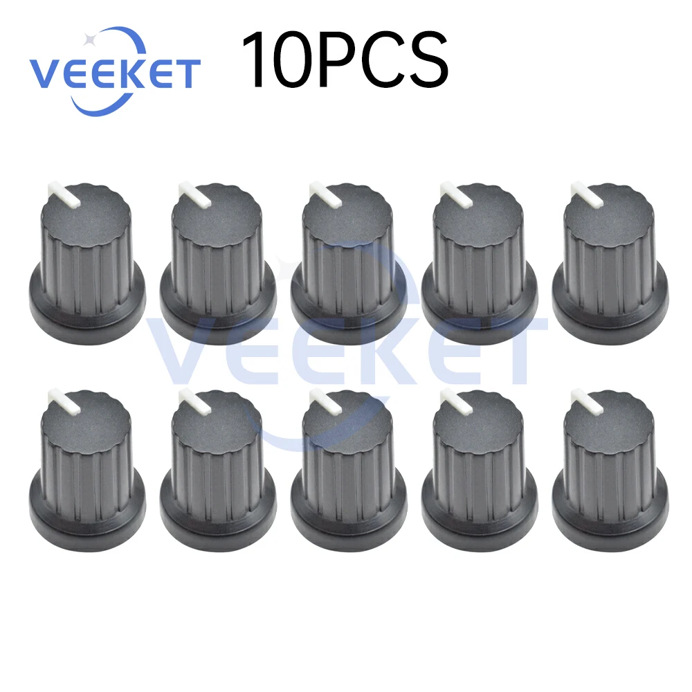 1/5/10PCS WH148 Plastic Thread Potentiometer Rotating Cap Knurled Knob Cover Volume Control Knob for Electronic Components