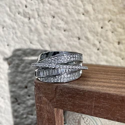Exquisite Zircon Multi Layer Winding Rings for Women New Fashion Sparkling Opening Finger Ring Girls Party Daily Jewelry Gift