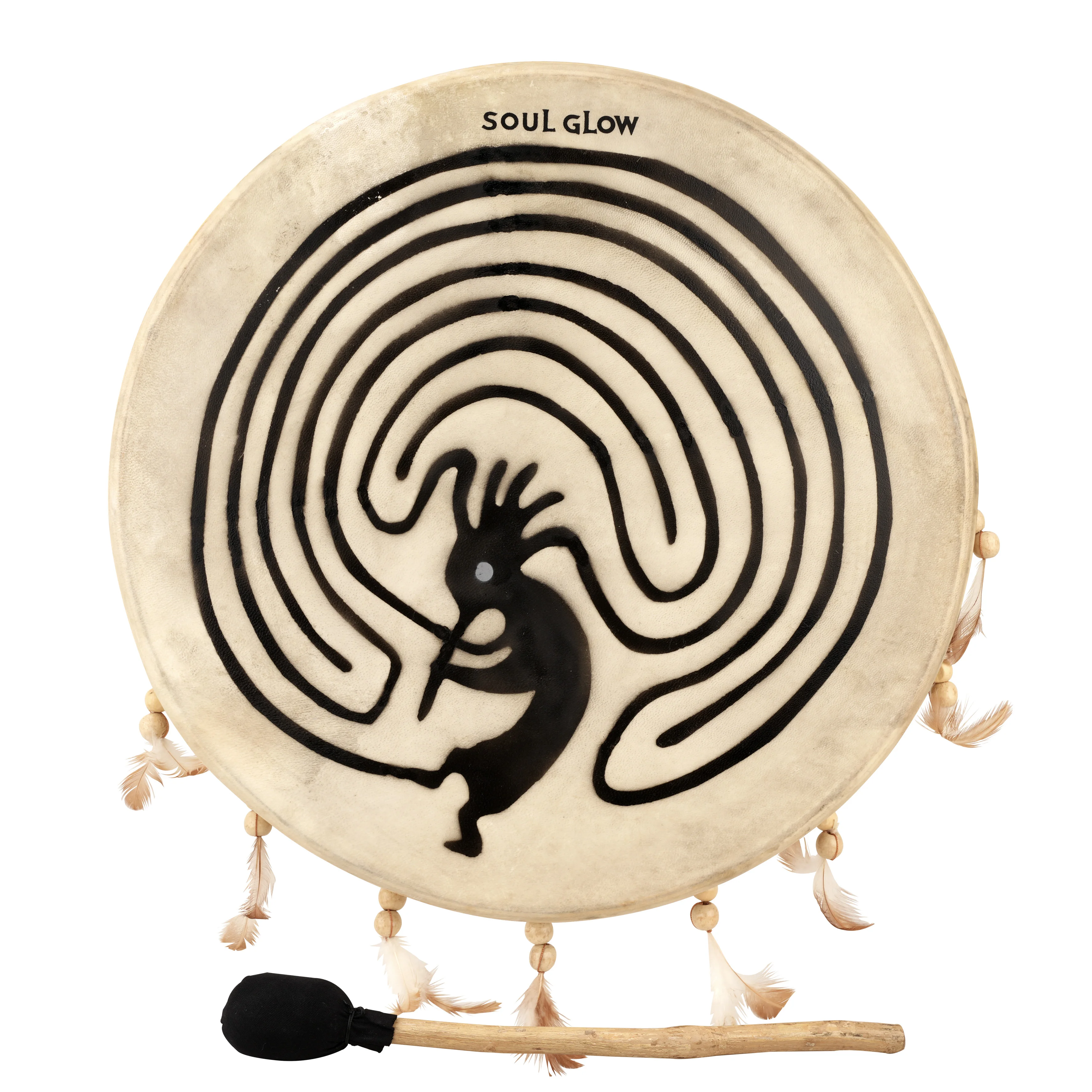 Kingdo Shaman Drum 16 Inch Hand Drum With Drum Stick Instrumental for Spiritual Music Reflection Meditation